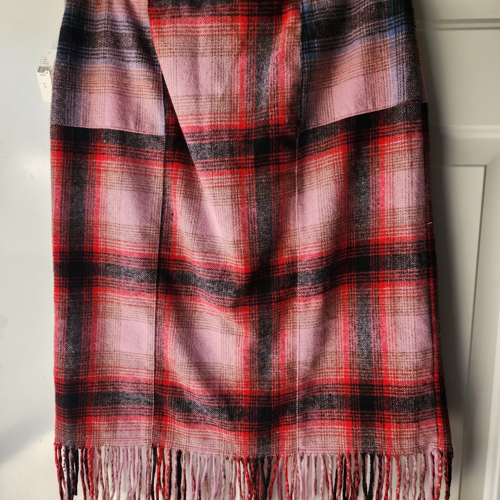 Maeve Red and Pink Plaid Midi Skirt - Picture 2 of 8